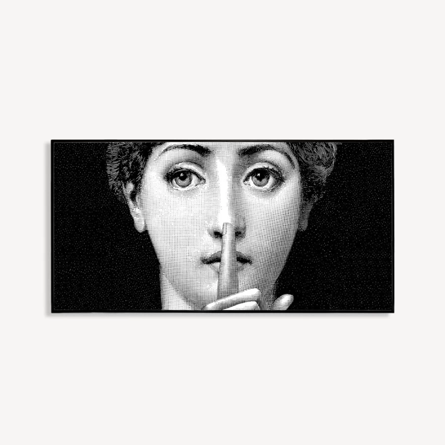 Fornasetti Panel Silenzio Decorative Panel in White and Black