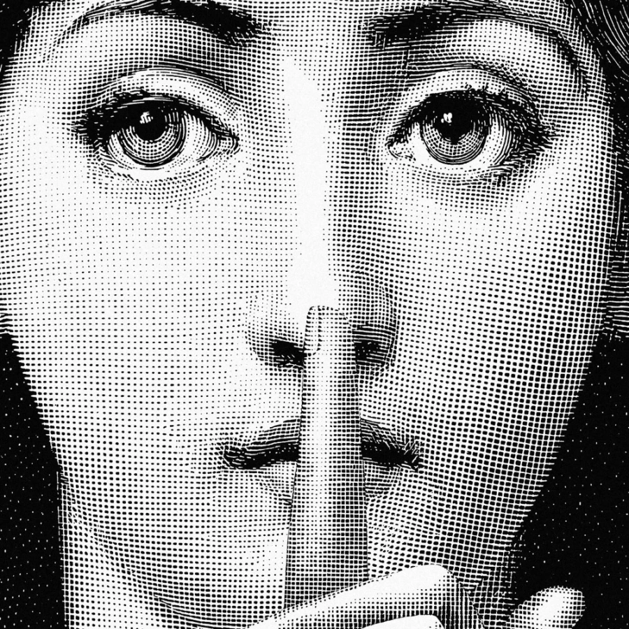 Fornasetti Panel Silenzio Decorative Panel in White and Black