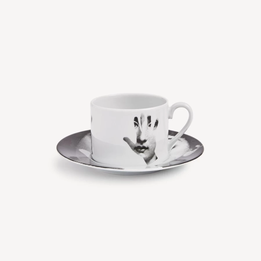 Fornasetti Tea Cup "Tema E Variazioni Mano" - White & Black Ceramic Collectible