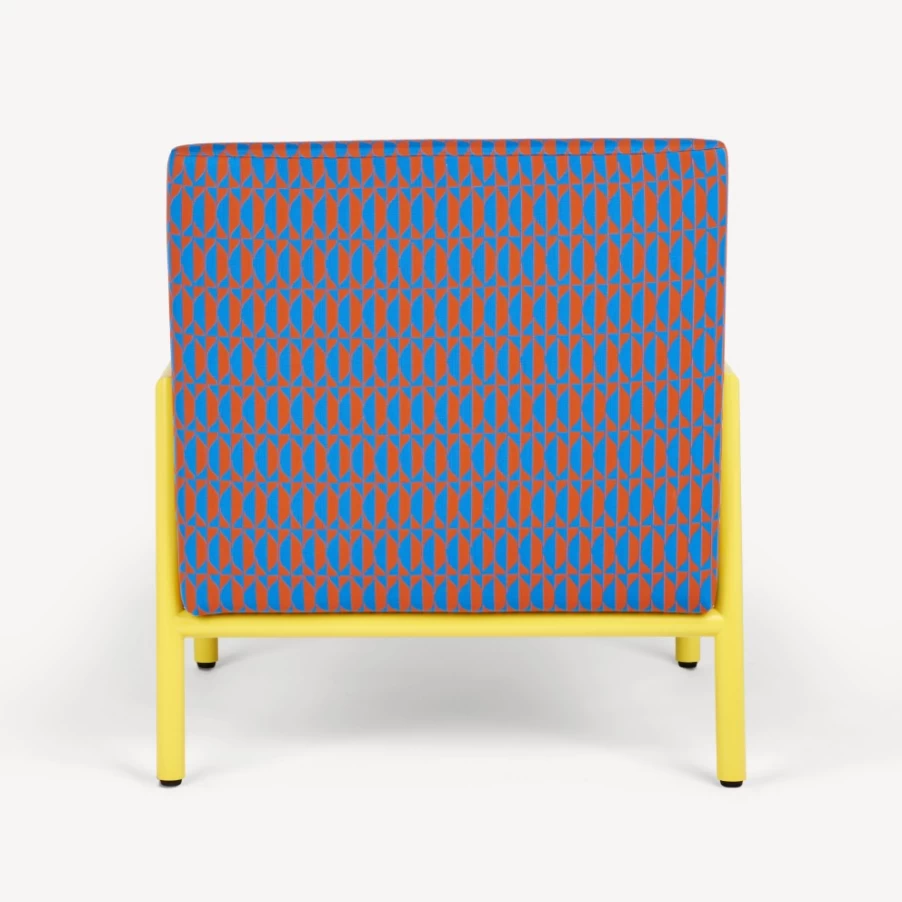 Fornasetti Outdoor Armchair Losanghe in Turquoise, Orange & Yellow - Modern Garden Lounge Chair