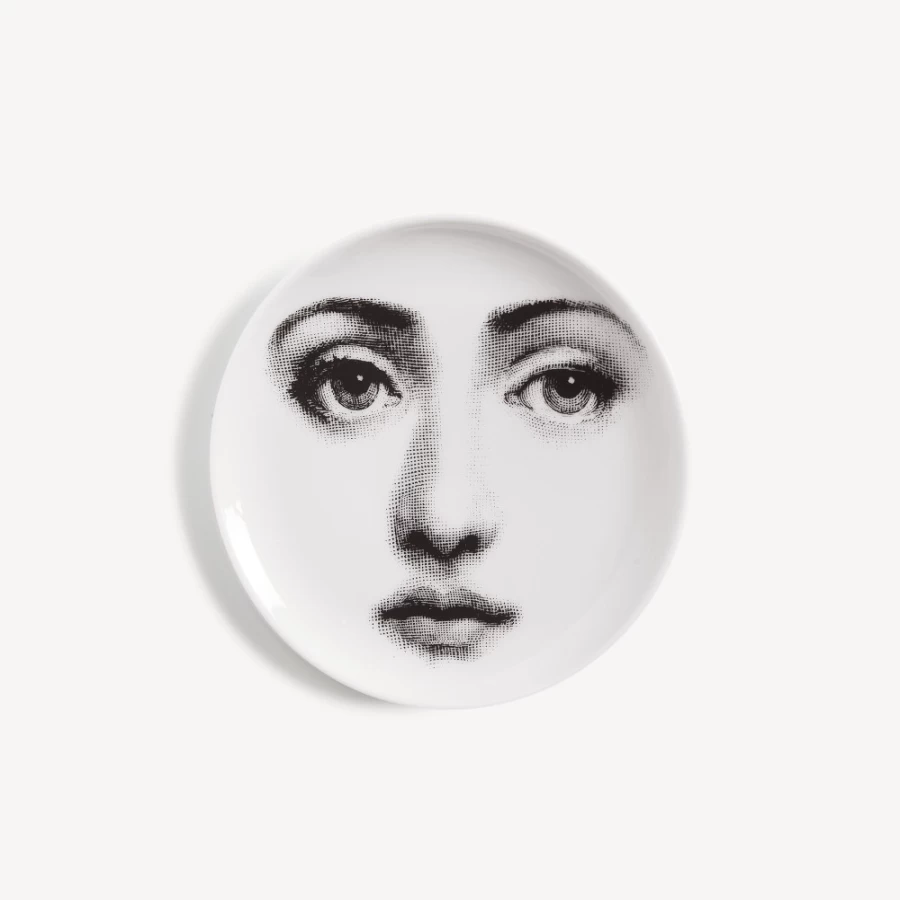 Fornasetti Coaster Tema E Variazioni N.6 - White and Black Ceramic Decorative Tray