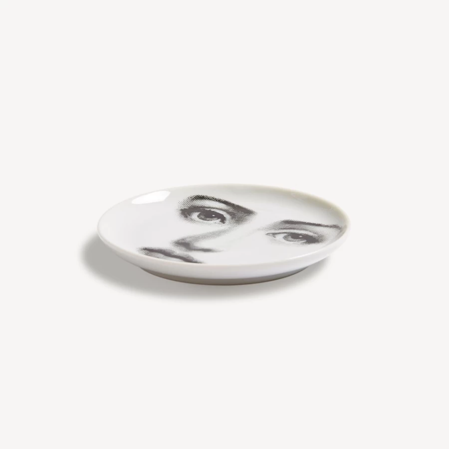 Fornasetti Coaster Tema E Variazioni N.6 - White and Black Ceramic Decorative Tray