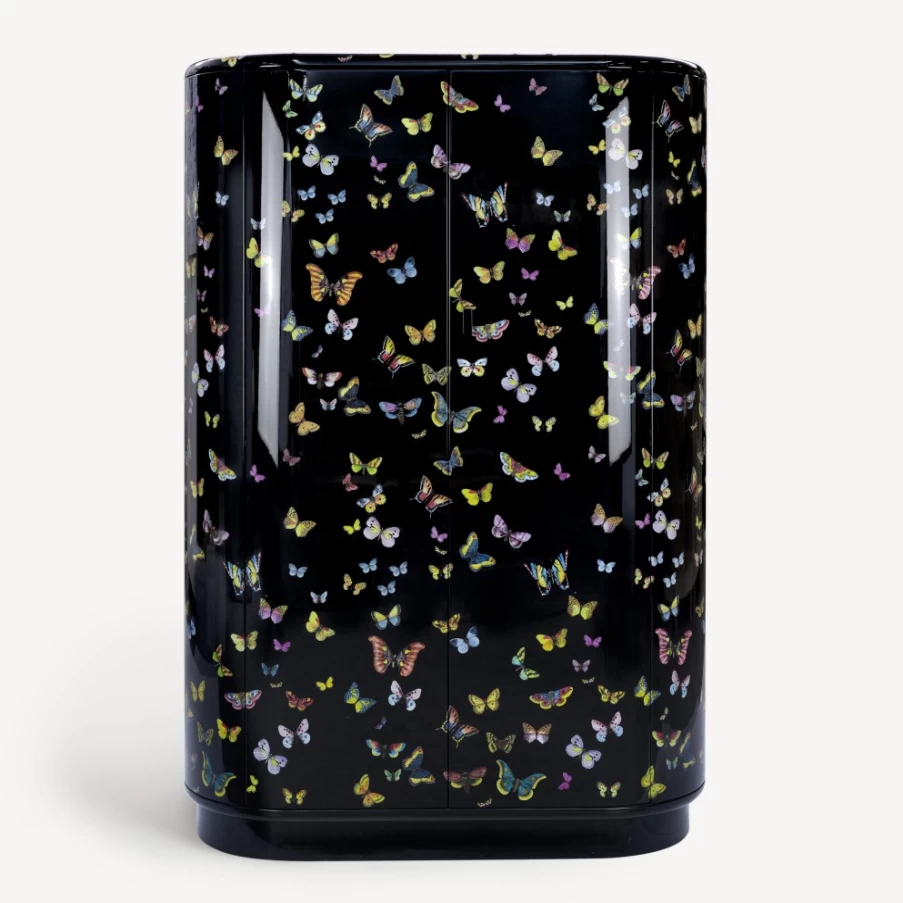 Fornasetti Multicolour Curved Cabinet Farfalle - Hand-Painted Designer Storage