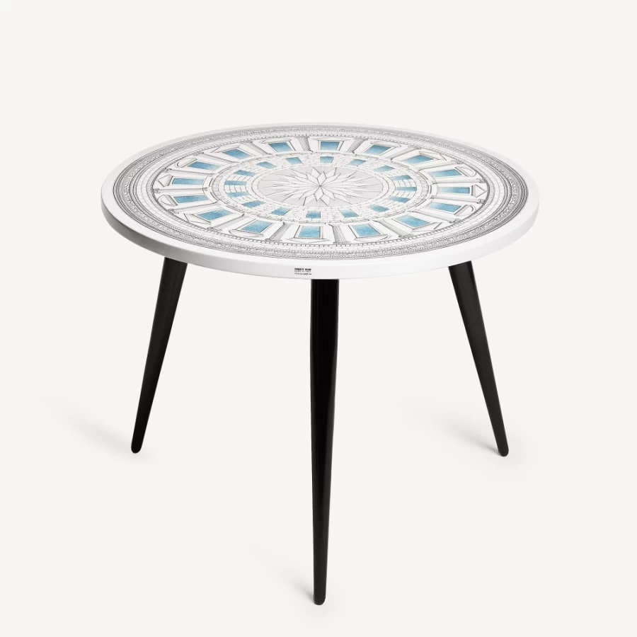 Fornasetti Table Top Cortile Celeste in White, Black & Blue - Decorative Ceramic Tray