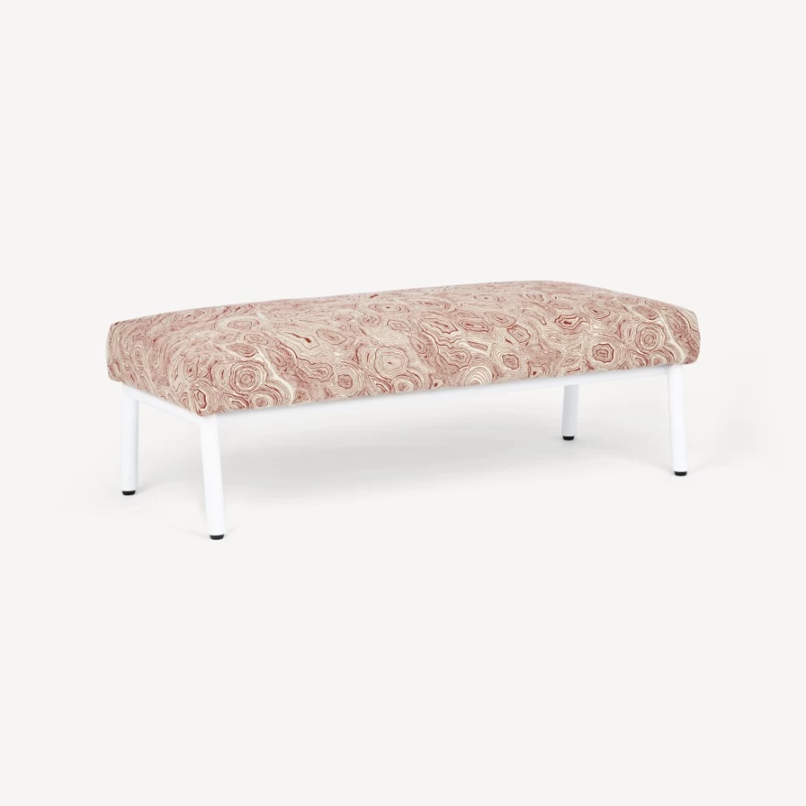 Fornasetti Outdoor Bench in Rust, Ecru & White - Malachite Pattern Garden Seating
