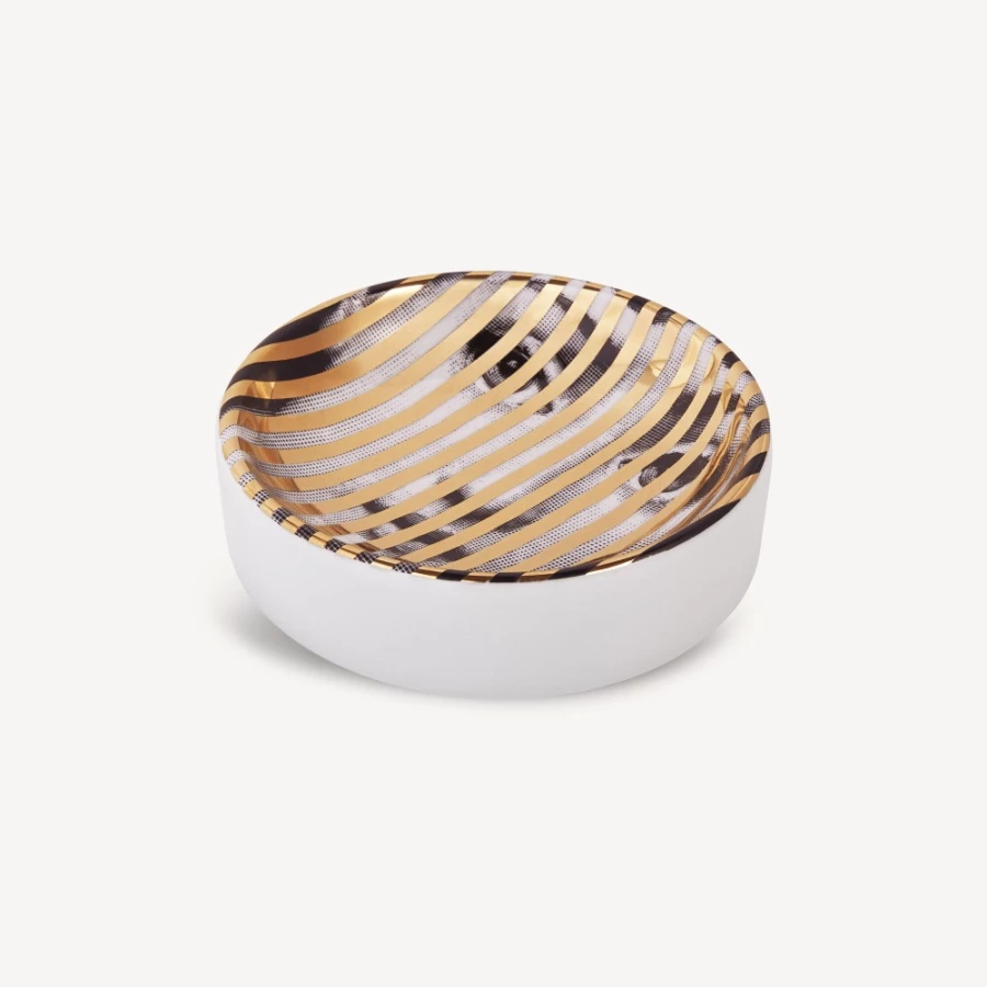 Fornasetti Tema E Variazioni N.34 White Black Gold Ceramic Ashtray