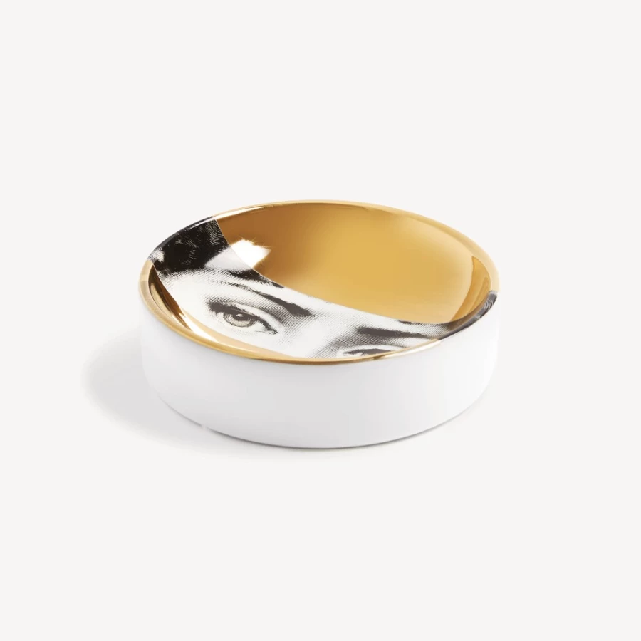 Fornasetti Tema E Variazioni N.32 White Black Gold Porcelain Ashtray