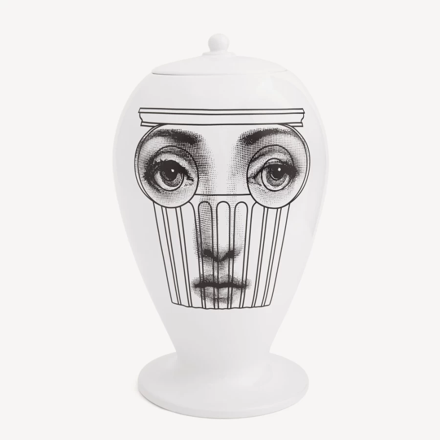Fornasetti White and Black Capitello Vase - Decorative Ceramic Home Decor