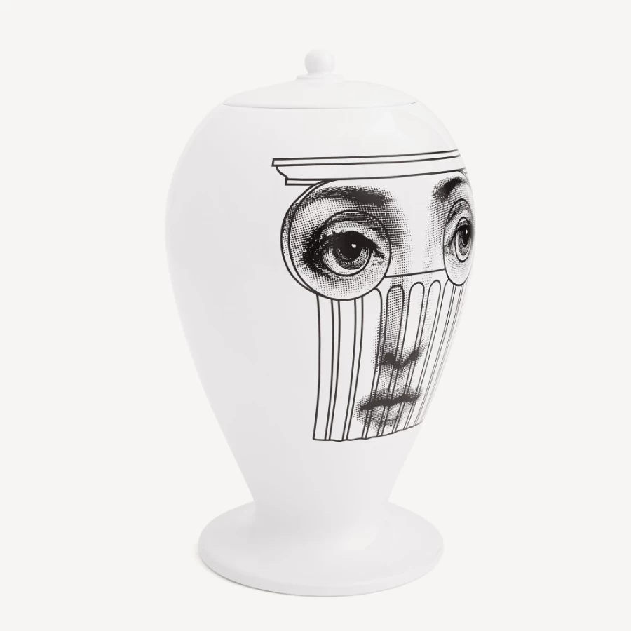 Fornasetti White and Black Capitello Vase - Decorative Ceramic Home Decor