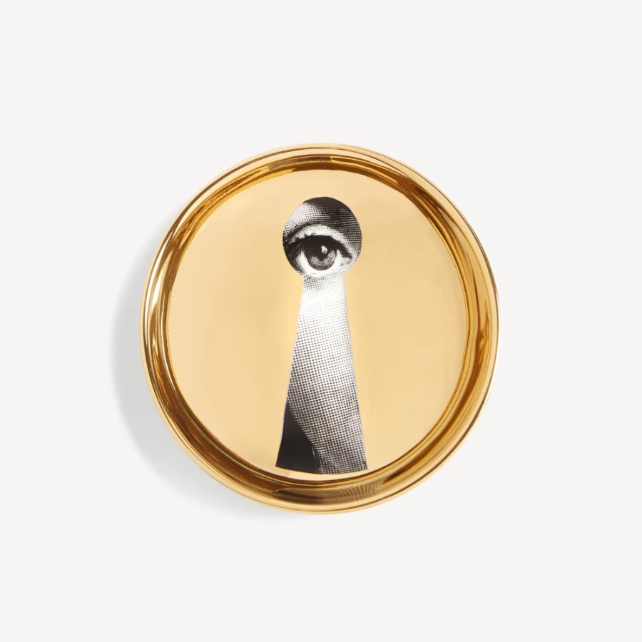 Fornasetti Tema E Variazioni N.14 White Black Gold Ceramic Ashtray