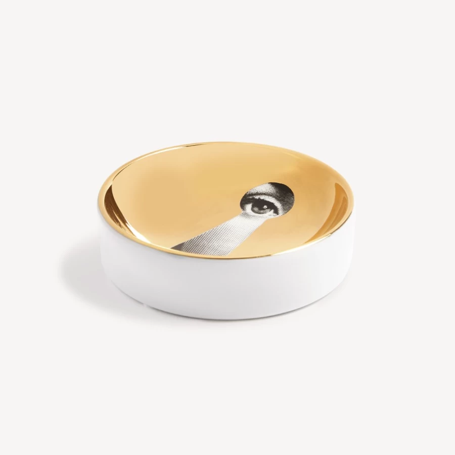 Fornasetti Tema E Variazioni N.14 White Black Gold Ceramic Ashtray