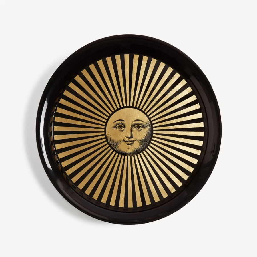 Fornasetti Gold and Black Raggiante Decorative Tray - Elegant Tray Sole Design