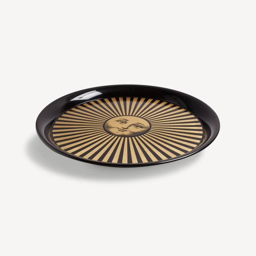 Fornasetti Gold and Black Raggiante Decorative Tray - Elegant Tray Sole Design