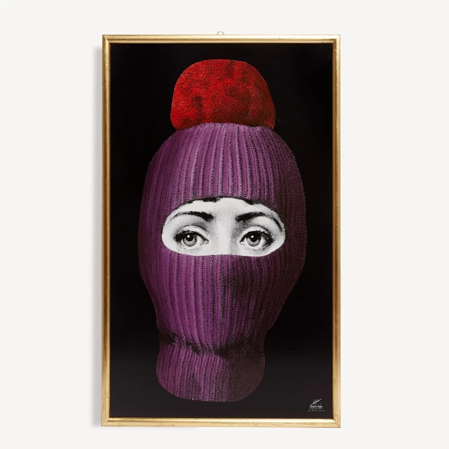 Fornasetti Panel Lux Gstaad Decorative Panel in Purple, Red, and Black