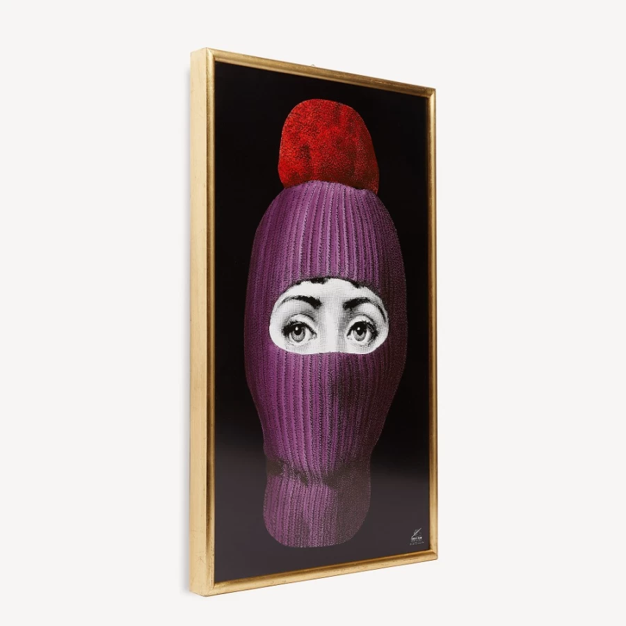 Fornasetti Panel Lux Gstaad Decorative Panel in Purple, Red, and Black