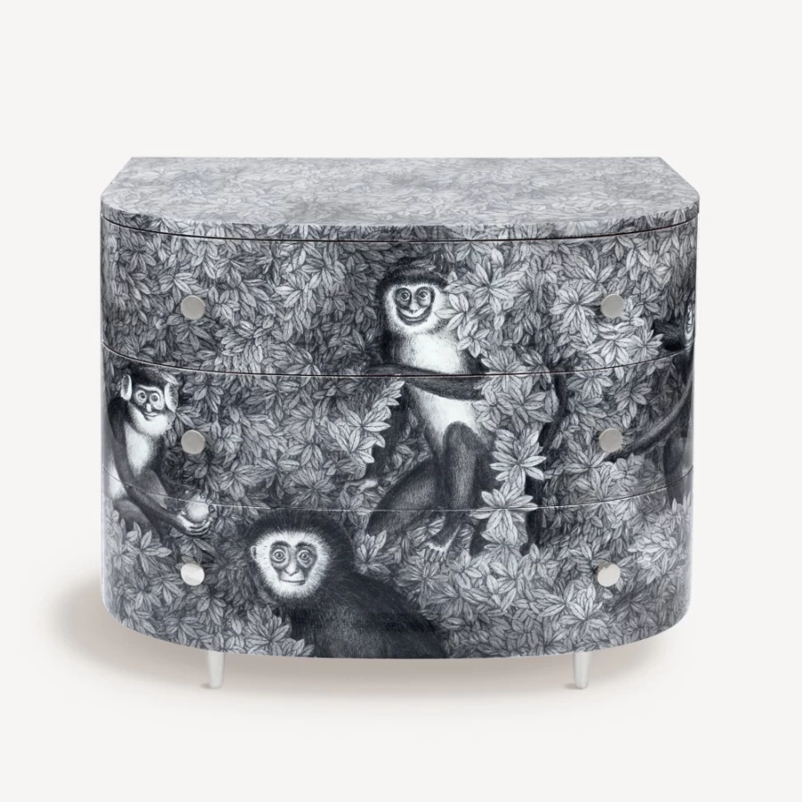 Fornasetti Multicolour Scimmie Curved Chest of Drawers - Hand-Painted Italian Design