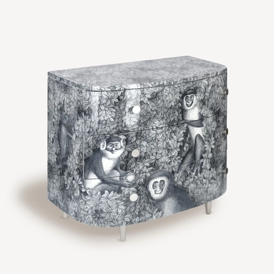 Fornasetti Multicolour Scimmie Curved Chest of Drawers - Hand-Painted Italian Design