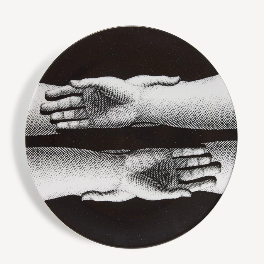 Fornasetti White and Black Plate Mani Decorative Plate