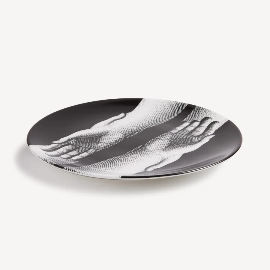 Fornasetti White and Black Plate Mani Decorative Plate