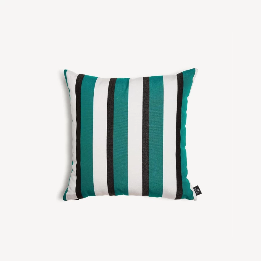 Fornasetti Outdoor Cushion Rigato - Green, White, and Black Luxury Garden Pillow
