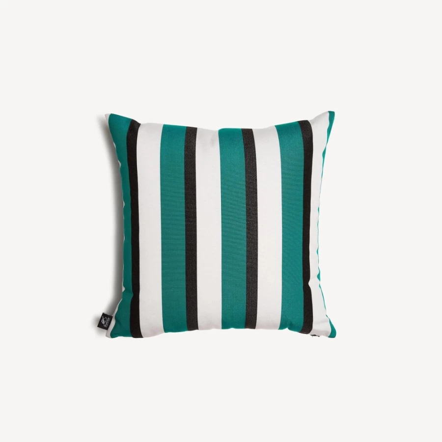 Fornasetti Outdoor Cushion Rigato - Green, White, and Black Luxury Garden Pillow