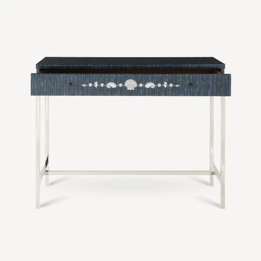 Fornasetti Silver and Blue Giro Di Conchiglie Console Table with Drawer