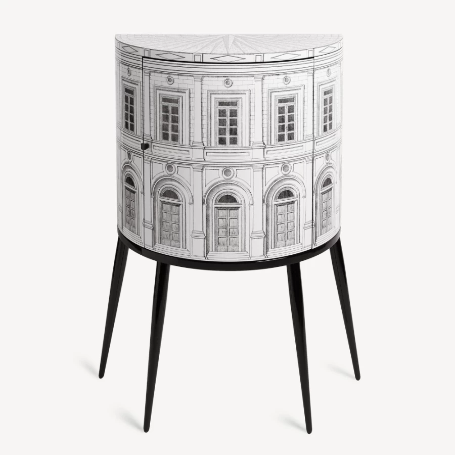 Fornasetti Architettura Console Table in White and Black - Modern Italian Design