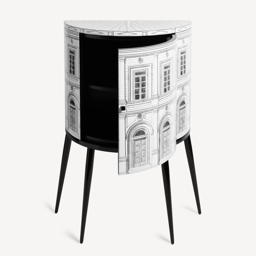 Fornasetti Architettura Console Table in White and Black - Modern Italian Design