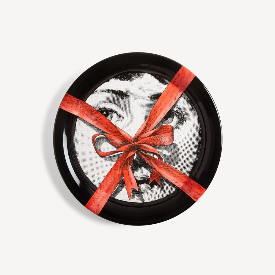 Fornasetti Tray Gift "Tema E Variazioni N.171" - White, Black, Red Collectible Design Plate