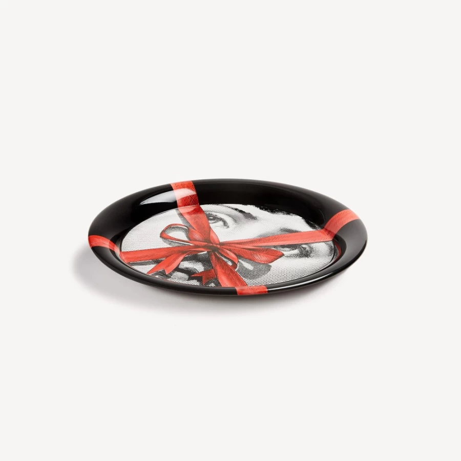 Fornasetti Tray Gift "Tema E Variazioni N.171" - White, Black, Red Collectible Design Plate
