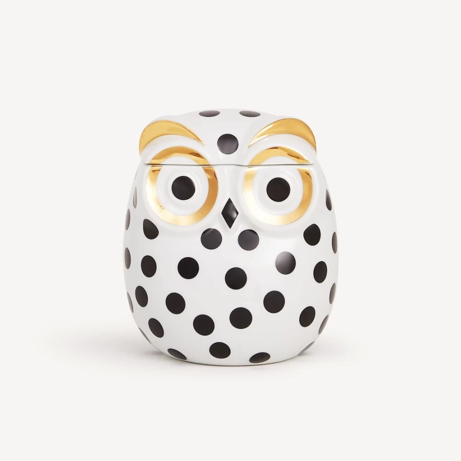 Fornasetti White Black Gold Civetta Impallinata Decorative Jar