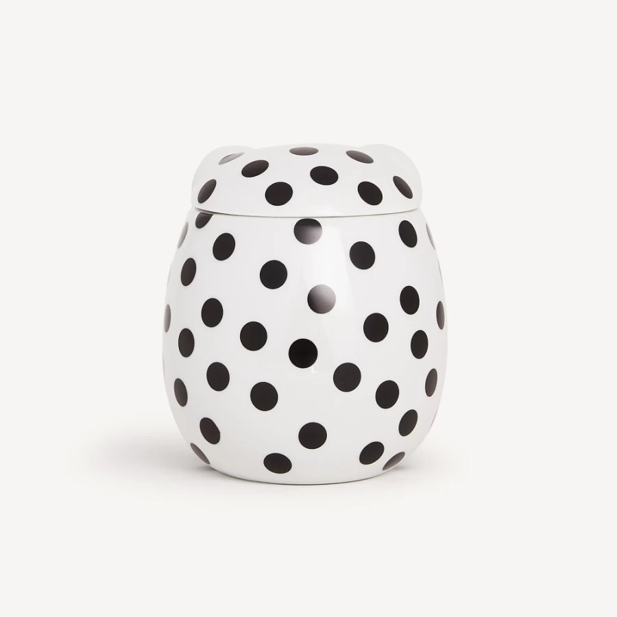 Fornasetti White Black Gold Civetta Impallinata Decorative Jar