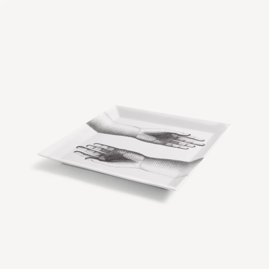 Fornasetti White and Black Tray Mani Decorative Collectible Tray
