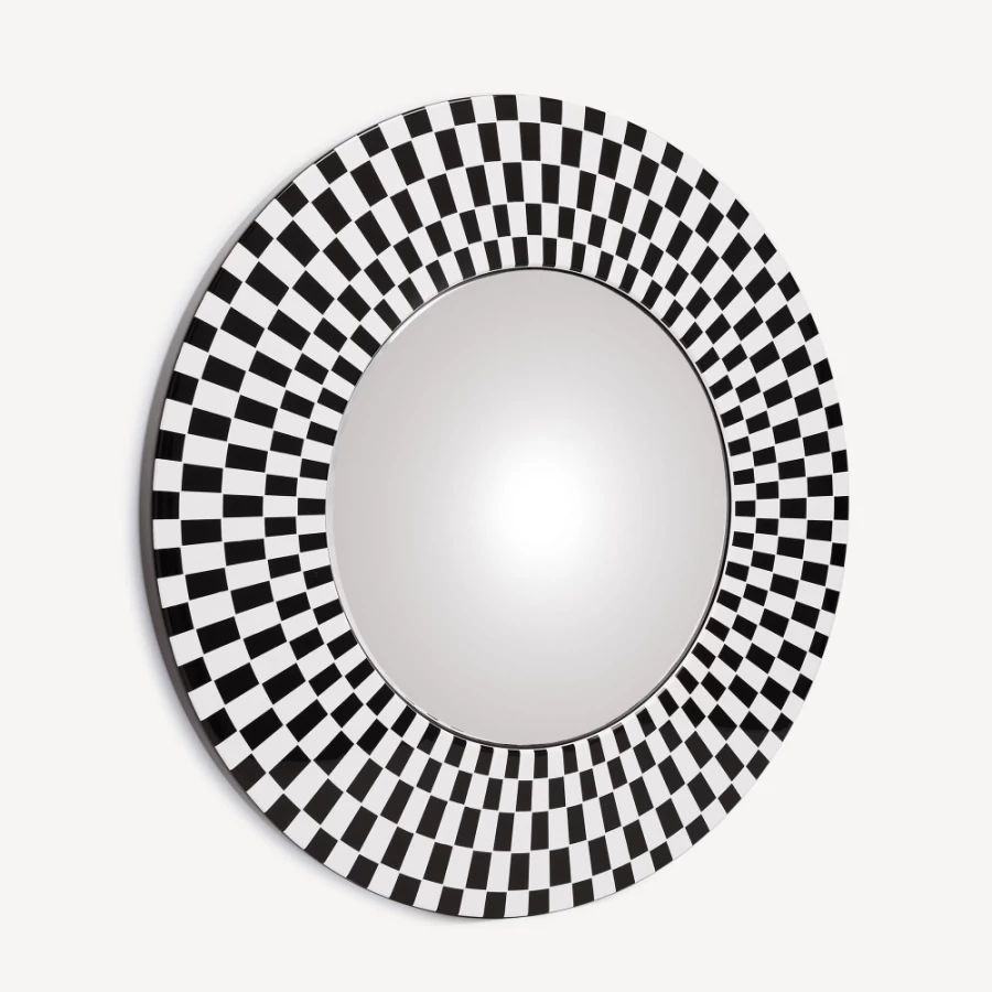 Fornasetti White and Black Convex Mirror Frame - Egocentrismo Wall Decor