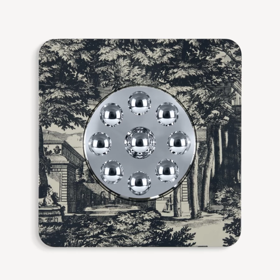 Fornasetti Blue Ivory Giardino Settecentesco Bubble Frame Mirror
