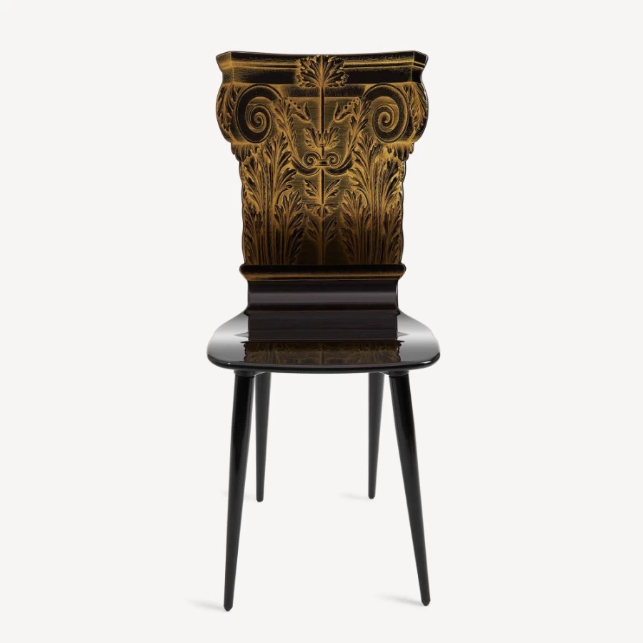 Fornasetti Corinthian Capitel Chair in Gold and Black - Classic Designer Furniture