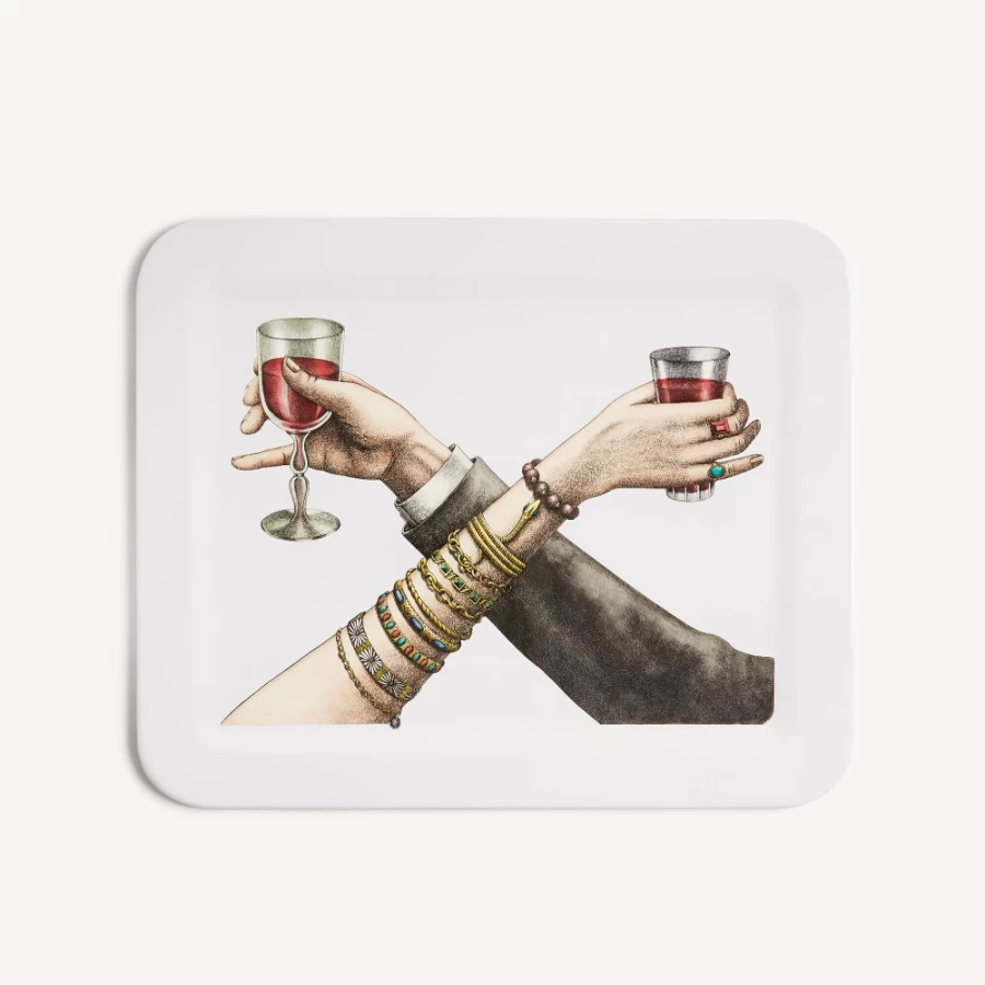Fornasetti Multicolour Tray Brindisi - Decorative Collectible Tray