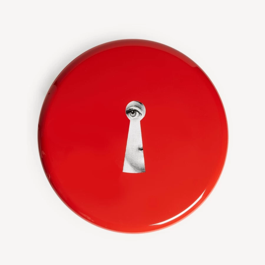 Fornasetti Serratura Stool in White, Black & Red - Modern Designer Furniture