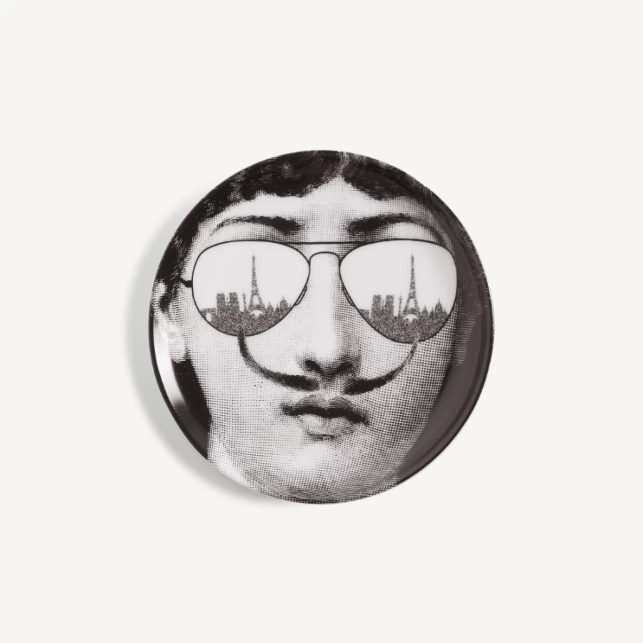 Fornasetti Coaster Tema E Variazioni N.373 - White and Black Ceramic Decorative Tray