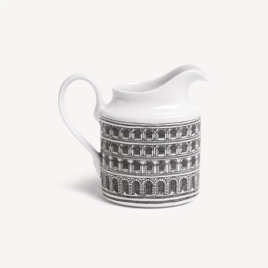 Fornasetti Architettura Milk Jug in White and Black - Ceramic Decanter Pitcher