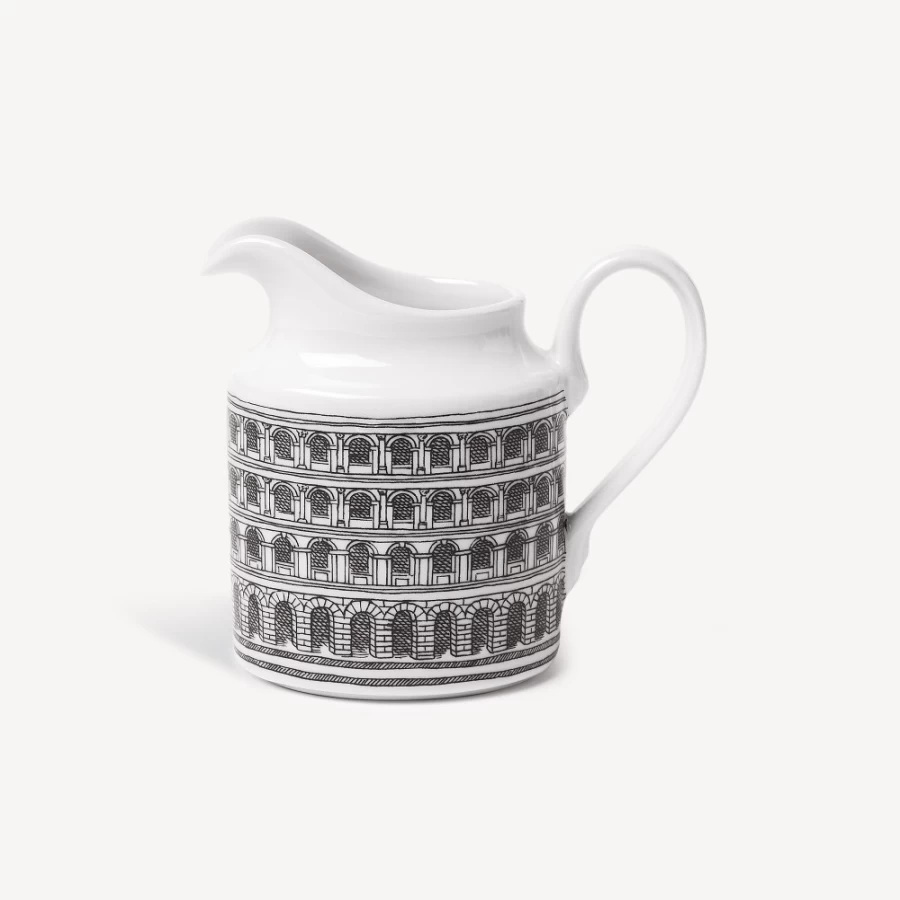 Fornasetti Architettura Milk Jug in White and Black - Ceramic Decanter Pitcher