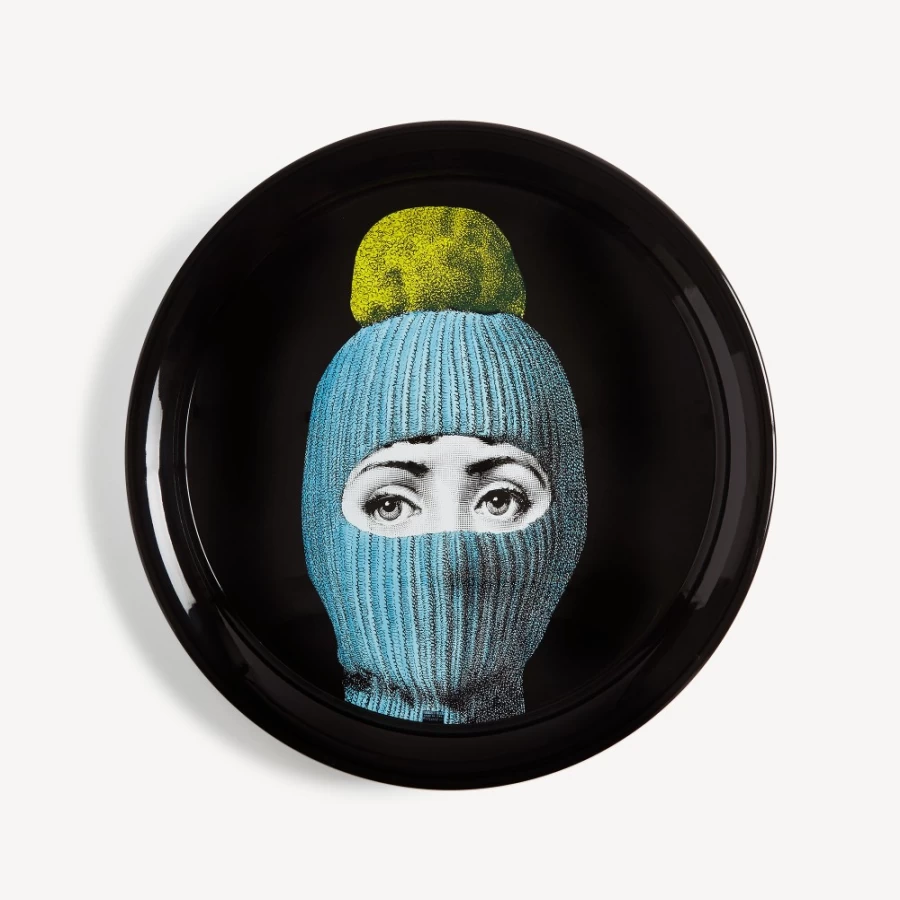 Fornasetti Tray Lux Gstaad Light Blue Yellow Black Decorative Tray