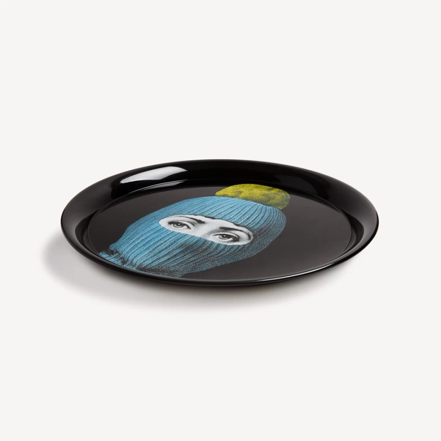 Fornasetti Tray Lux Gstaad Light Blue Yellow Black Decorative Tray