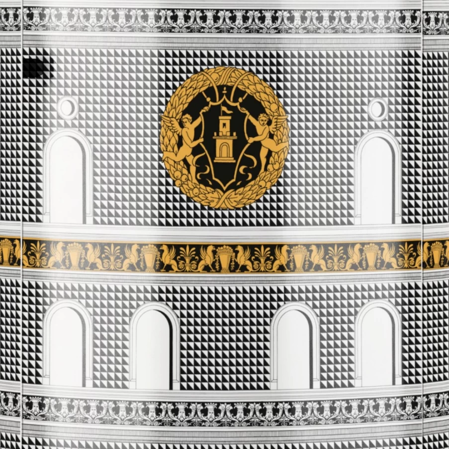 Fornasetti White Black Yellow Tall Consolle Facciata Quattrocentesca Vintage Console Table