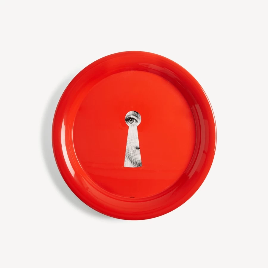 Fornasetti Serratura Tray in White, Black, and Red - Decorative Collectible Tray