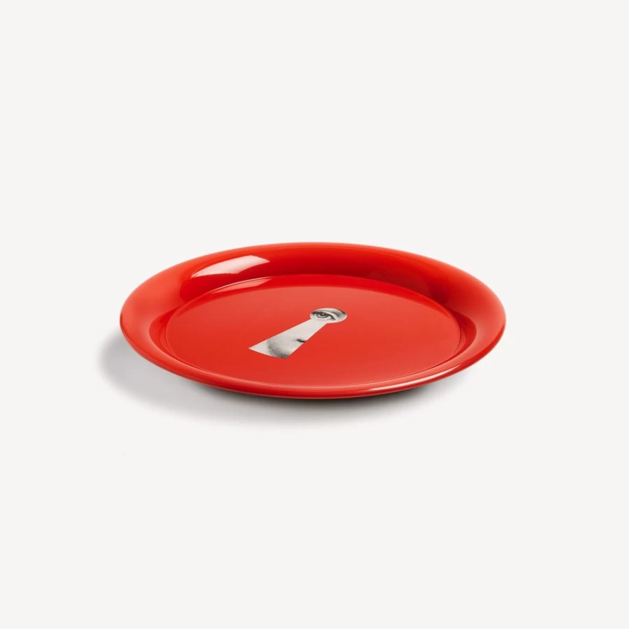 Fornasetti Serratura Tray in White, Black, and Red - Decorative Collectible Tray