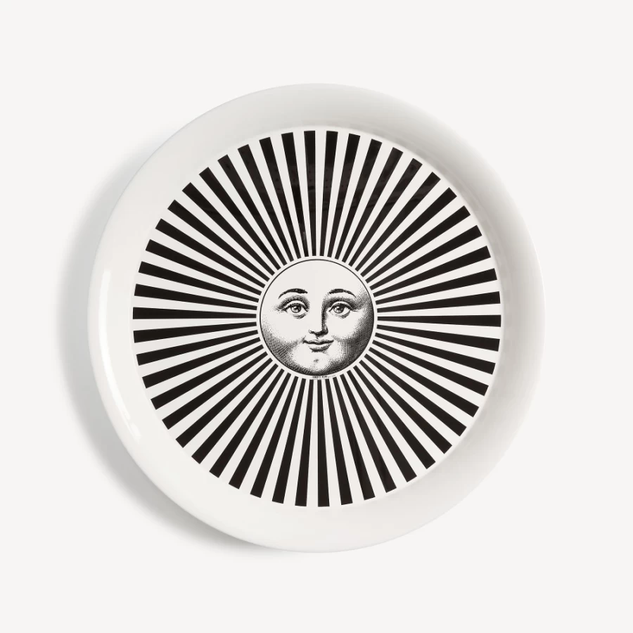 Fornasetti Tray Sole Raggiante in White and Black - Decorative Collectible Tray