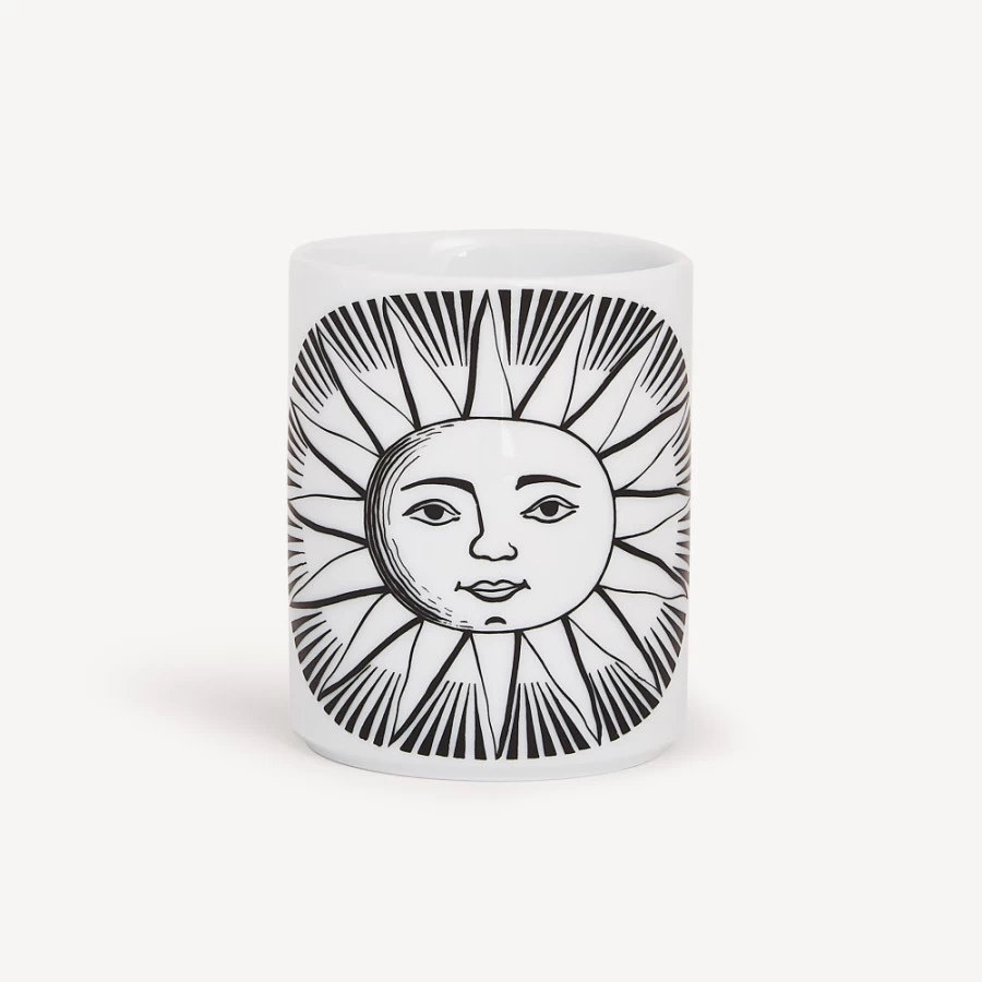 Fornasetti White and Black Pencil Holder Sole - Elegant Desk Organizer