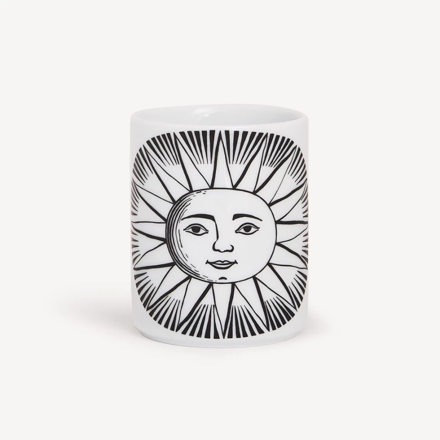 Fornasetti White and Black Pencil Holder Sole - Elegant Desk Organizer
