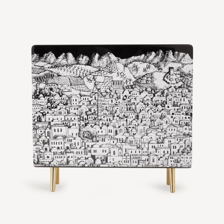 Fornasetti Magazine Rack Gerusalemme - White and Black Designer Shelf
